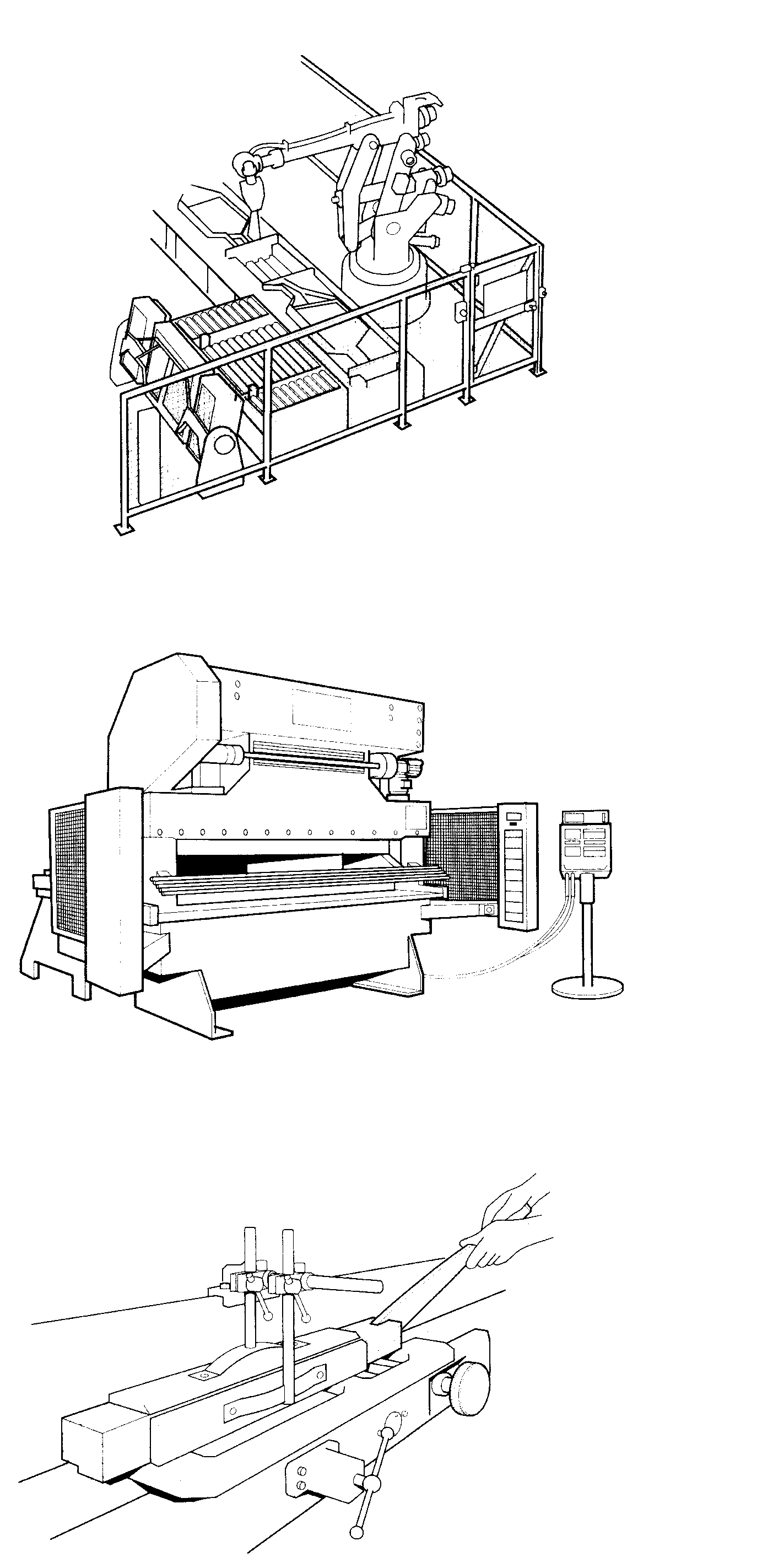 Figure 2 Perimeter fence guard with fixed panels and interlocking access door
Figure 3 Photoelectric device fitted to a press brake
Figure 4 A push stick in use at a woodworking machine
